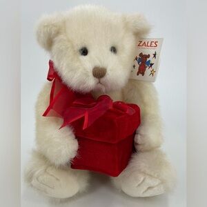 Zales Gund Make-A-Wish Zales Plush Cream Teddy Bear Holding Red Gift Box NEW NWT